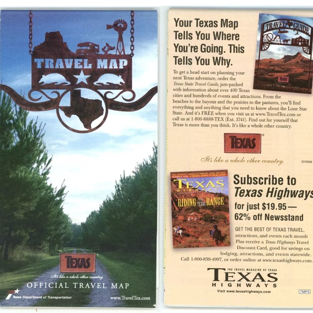 Texas Official Travel Map Highways Sites Parks Cities Paper Foldable 2006
